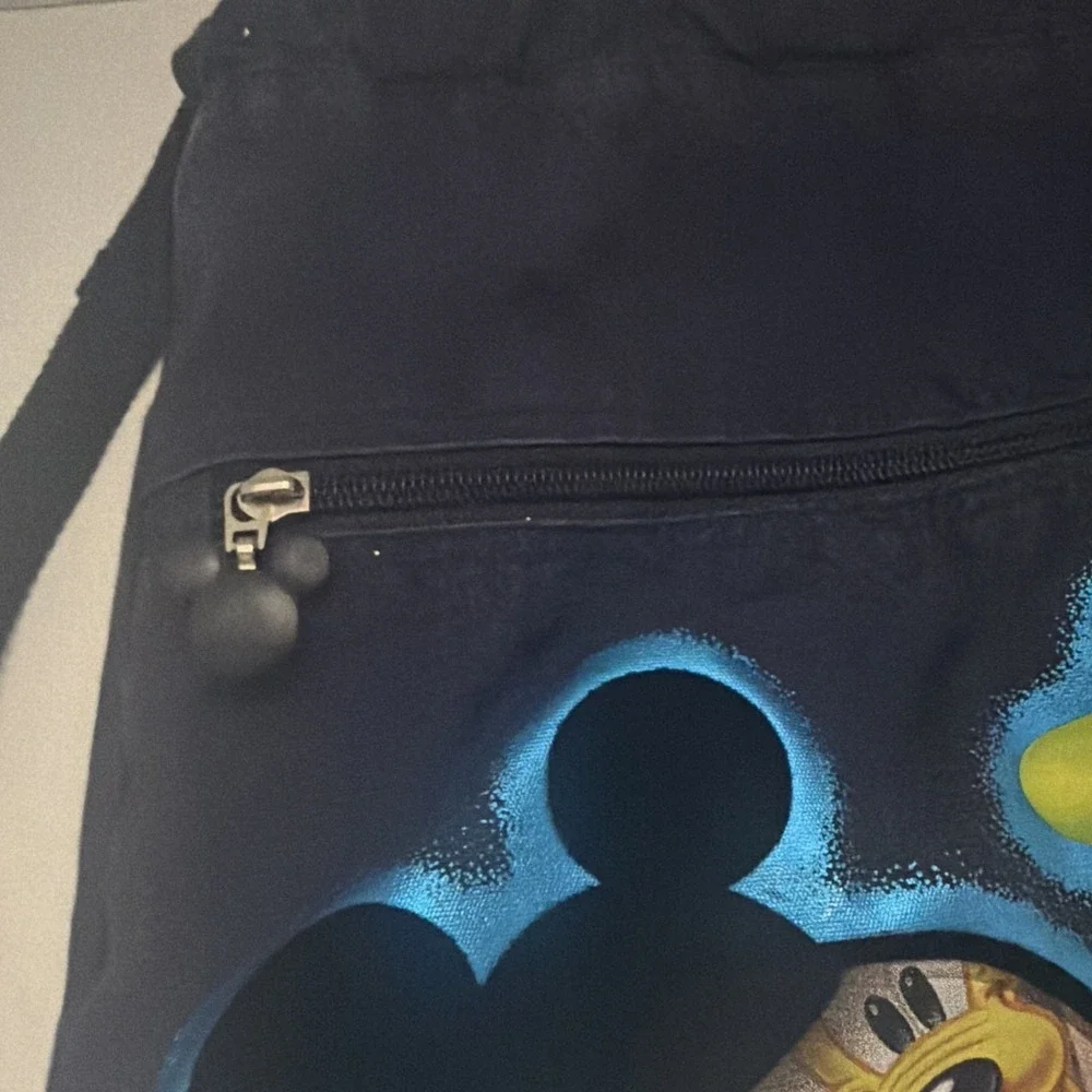 Walt Disney World 2006 Character Drawstring Backpack Navy Blue Mickey Stitch 06
